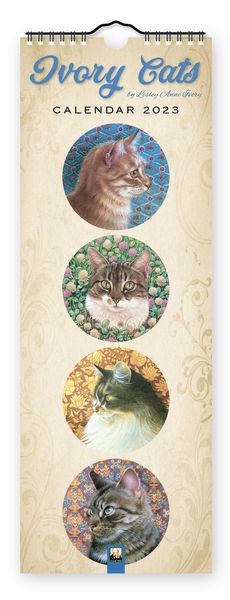Produktbild: Ivory Cats &ndash; Gemalte Katzen &ndash; Slimline-Kalender 2023