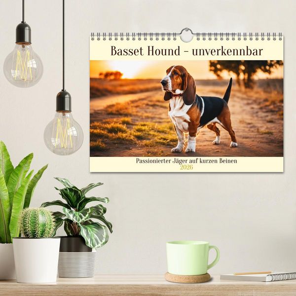 Produktbild: Basset Hound - unverkennbar (Wandkalender 2026 DIN A4 quer), CALVENDO Monatskalender
