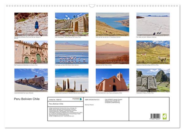 Produktbild: Peru Bolivien Chile (Wandkalender 2026 DIN A2 quer), CALVENDO Monatskalender