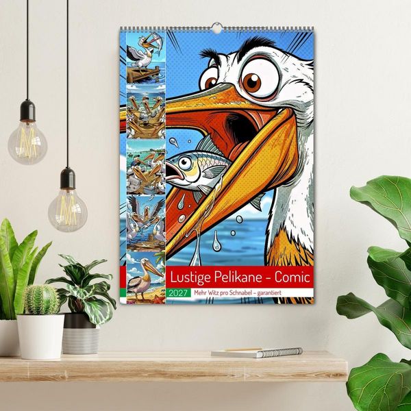 Produktbild: Lustige Pelikane - Comic (Wandkalender 2027 DIN A2 hoch), CALVENDO Monatskalender