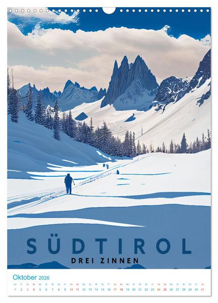 Produktbild: S&uuml;dtirol - Old School Poster Style (Wandkalender 2026 DIN A3 hoch), CALVENDO Monatskalender