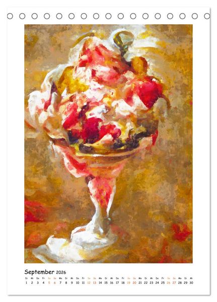 Produktbild: Eisbecher-Tr&auml;ume - Kunstvoll gemalte Eiskreationen in Acryl (Tischkalender 2026 DIN A5 hoch), CALVENDO Monatskalender