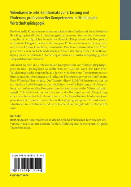 Produktbild: Videobasierte Lehr-Lernformate zur Erfassung und F&ouml;rderung professioneller Kompetenzen im Studium der Wirtschaftsp&auml;dagogik