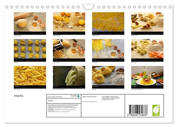 Produktbild: PASTA (Wall Calendar 2026 DIN A4 landscape), CALVENDO 12 Month Wall Calendar