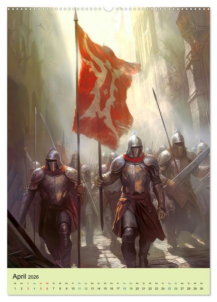 Produktbild: Drachen und stolze Ritter (hochwertiger Premium Wandkalender 2026 DIN A2 hoch), Kunstdruck in Hochglanz
