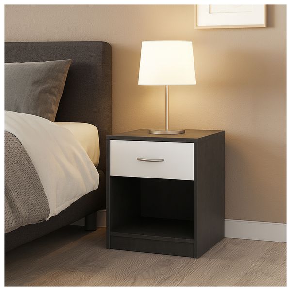 HTI-Living Nachtkonsole Nachtschrank Nina 1 Beton Weiß Nachtkonsole Nachtschrank Nina 1 Beton Weiß