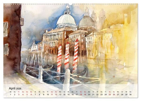 Produktbild: Aquarell auf Reisen - mit Eckard Funck (hochwertiger Premium Wandkalender 2026 DIN A2 quer), Kunstdruck in Hochglanz