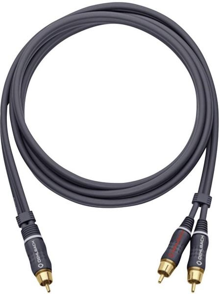 Oehlbach 23702 Cinch Audio Y-Kabel [2x Cinch-Stecker - 1x Cinch-Stecker] 2.00 m Anthrazit vergoldete Steckkontakte