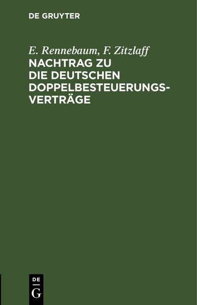 Produktbild: Nachtrag zu Die deutschen Doppelbesteuerungsvertr&auml;ge