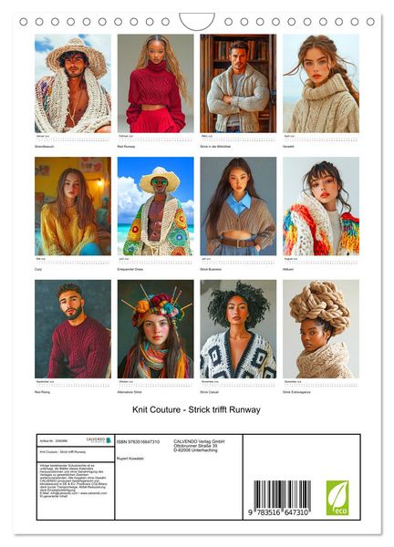 Produktbild: Knit Couture - Strick trifft Runway (Wandkalender 2026 DIN A4 hoch), CALVENDO Monatskalender
