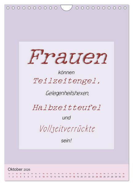Produktbild: Was Mann &uuml;ber Frau wissen sollte und umgekehrt ... (Wandkalender 2026 DIN A4 hoch), CALVENDO Monatskalender