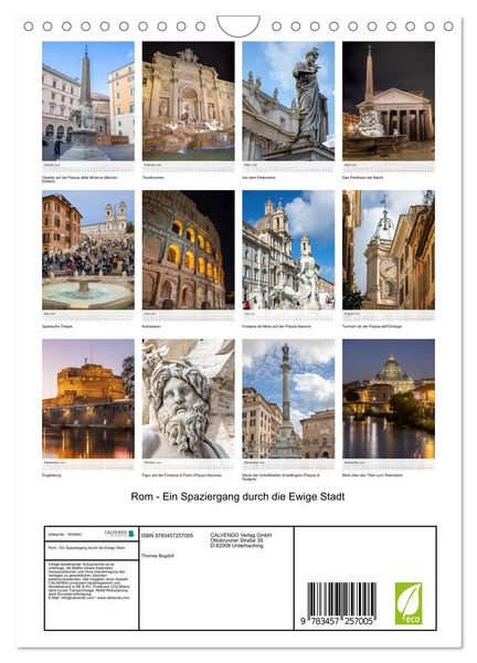 Produktbild: Rom - Ein Spaziergang durch die Ewige Stadt (Wandkalender 2026 DIN A4 hoch), CALVENDO Monatskalender