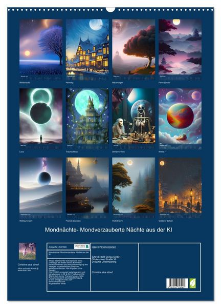 Produktbild: Mondn&auml;chte- Mondverzauberte N&auml;chte aus der KI (Wandkalender 2026 DIN A2 hoch), CALVENDO Monatskalender