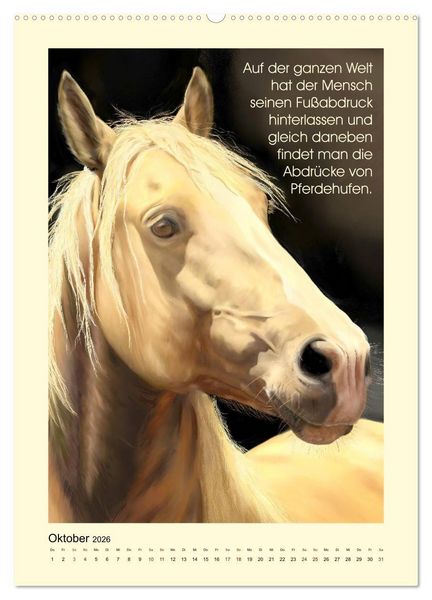 Produktbild: Reiterfreuden. Spr&uuml;che und Weisheiten f&uuml;r Pferdemenschen (hochwertiger Premium Wandkalender 2026 DIN A2 hoch), Kunstdruck in Hochglanz