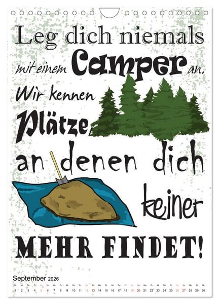 Produktbild: CampingSpr&uuml;che (Wandkalender 2026 DIN A4 hoch), CALVENDO Monatskalender