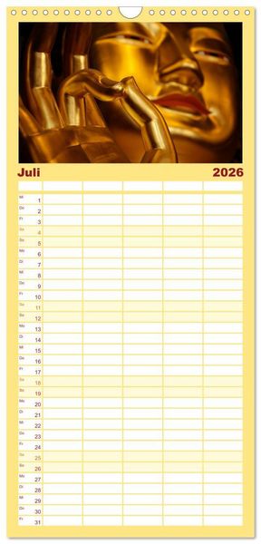 Produktbild: Familienplaner 2026 - Siddhartha Gautama - Buddha mit 5 Spalten (Wandkalender, 21 x 45 cm) CALVENDO