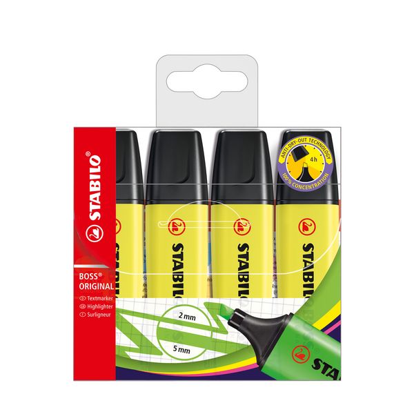 Produktbild: STABILO Textmarker -   BOSS ORIGINAL - 4er Pack - gelb