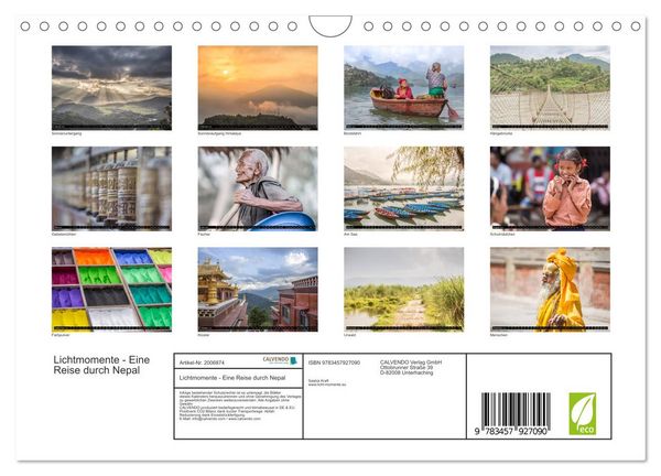 Produktbild: Lichtmomente - Eine Reise durch Nepal (Wandkalender 2026 DIN A4 quer), CALVENDO Monatskalender