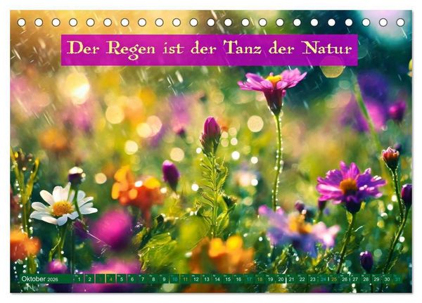 Produktbild: Regenmomente &ndash; Spr&uuml;che f&uuml;r graue Tage (Tischkalender 2026 DIN A5 quer), CALVENDO Monatskalender