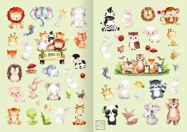 Produktbild: Meine Aquarell-Sticker &ndash; Tierkinder