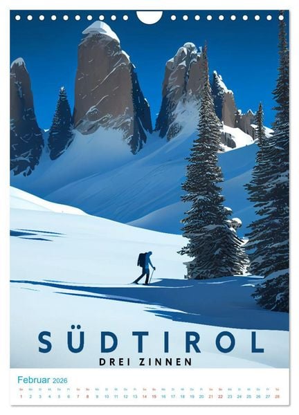 Produktbild: S&uuml;dtirol - Old School Poster Style (Wandkalender 2026 DIN A4 hoch), CALVENDO Monatskalender