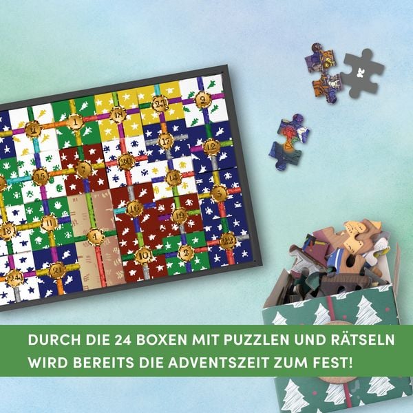 Produktbild: Puzzle-R&auml;tsel-Adventskalender: Im Labor der Winterhexe &ndash; 24 Puzzles mit insgesamt 960 Teilen