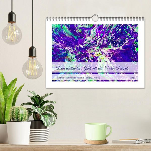 Produktbild: Dein abstraktes Jahr mit der Farbe Purpur (Wandkalender 2026 DIN A4 quer), CALVENDO Monatskalender