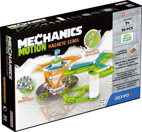 Invento 507091 - Geomag Mechanics Motion Magnetic Gears 96 pcs, Kugelbahn mit Zahnräder, Magnetischer Baukasten, Magnets