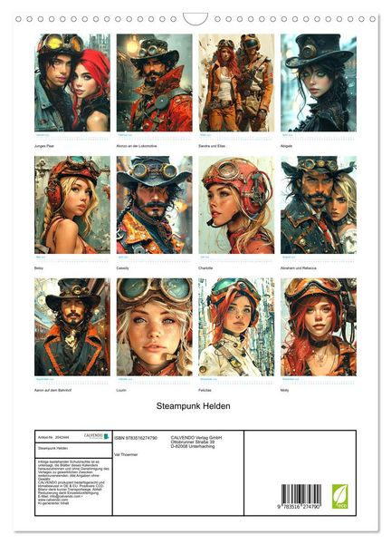 Produktbild: Steampunk Helden (Wandkalender 2026 DIN A3 hoch), CALVENDO Monatskalender