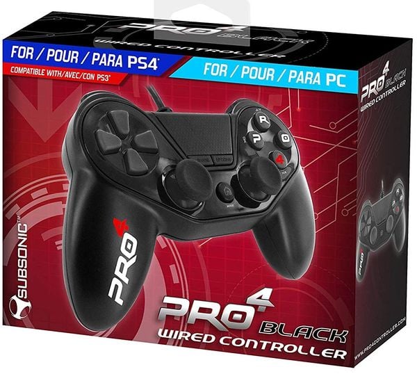 SUBSONIC Pro4 Wired Controller, black für PS4/PS3/PC