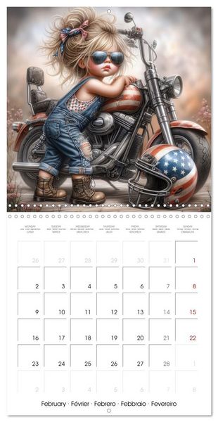 Produktbild: Born to Ride - Cool toddler girls and Motorbikes (Wall Calendar 2026 12 &times; 12 Inch) CALVENDO 12 Month Wall Calendar