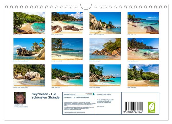 Produktbild: Seychellen - Die sch&ouml;nsten Str&auml;nde (Wandkalender 2026 DIN A4 quer), CALVENDO Monatskalender