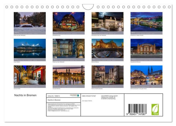 Produktbild: Nachts in Bremen (Wandkalender 2026 DIN A4 quer), CALVENDO Monatskalender