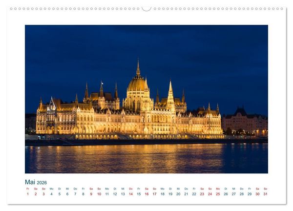Produktbild: Budapest: zwischen Parlamentsgeb&auml;ude und Burgpalast (hochwertiger Premium Wandkalender 2026 DIN A2 quer), Kunstdruck in Hochglanz