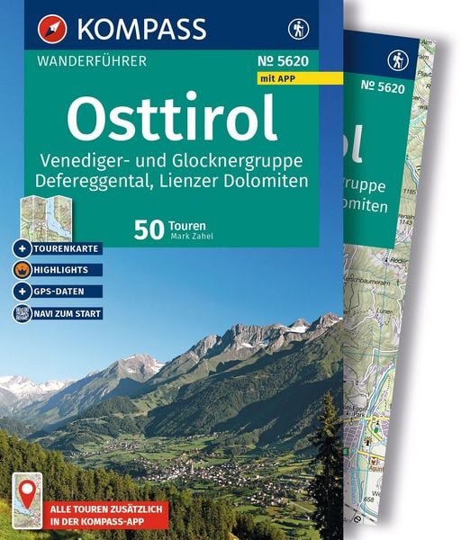 Produktbild: KOMPASS Wanderf&uuml;hrer Osttirol, Venediger- und Glocknergruppe, Defereggental, Lienzer Dolomiten, 50 Touren mit Extra-Tourenkarte