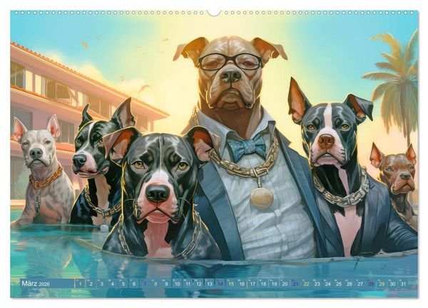 Produktbild: Gangsterhunde - KI-Bilder (Wandkalender 2026 DIN A2 quer), CALVENDO Monatskalender