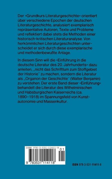 Produktbild: Einf&uuml;hrung in die deutsche Literatur des 20. Jahrhunderts