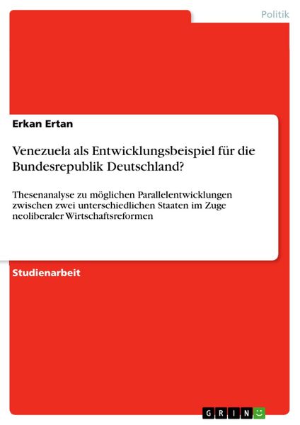 Produktbild: Venezuela als Entwicklungsbeispiel f&uuml;r die Bundesrepublik Deutschland?