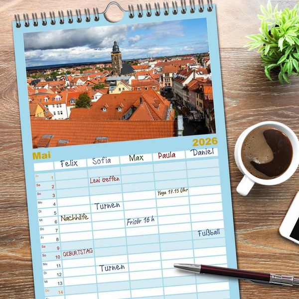 Produktbild: Familienplaner 2026 - Residenzstadt Gotha - Reise durch das sch&ouml;ne Th&uuml;ringen mit 5 Spalten (Wandkalender, 21 x 45 cm) CALVENDO