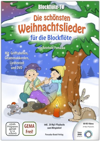 Produktbild: Blockfl&ouml;te-TV: Die sch&ouml;nsten Weihnachtslieder f&uuml;r die Blockfl&ouml;te - incl. DVD mit Lehrvideos und Playbacks zum Mitspielen