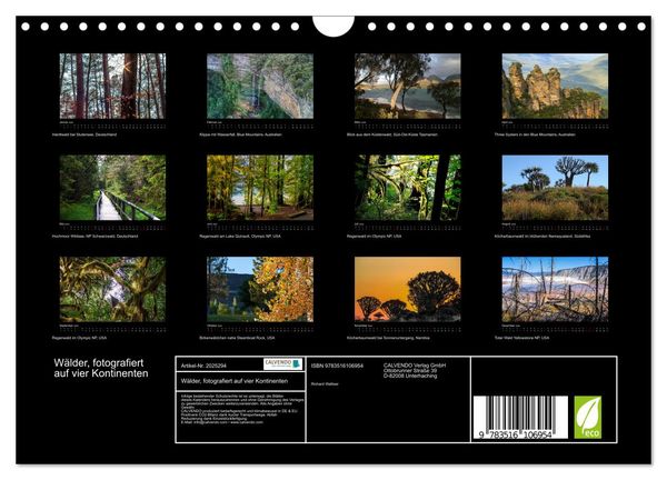 Produktbild: W&auml;lder, fotografiert auf vier Kontinenten (Wandkalender 2026 DIN A4 quer), CALVENDO Monatskalender