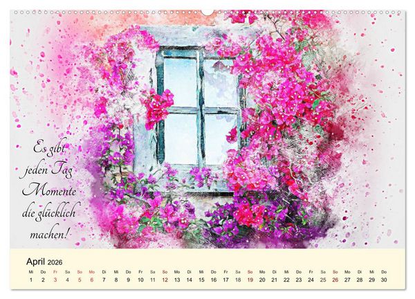 Produktbild: Aquarelle und Lebensweisheiten (Wandkalender 2026 DIN A2 quer), CALVENDO Monatskalender