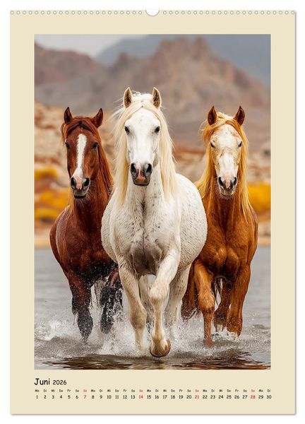 Produktbild: Amerikanische Mustangs. Symbole f&uuml;r Freiheit und Pioniergeis (Wandkalender 2026 DIN A2 hoch), CALVENDO Monatskalender