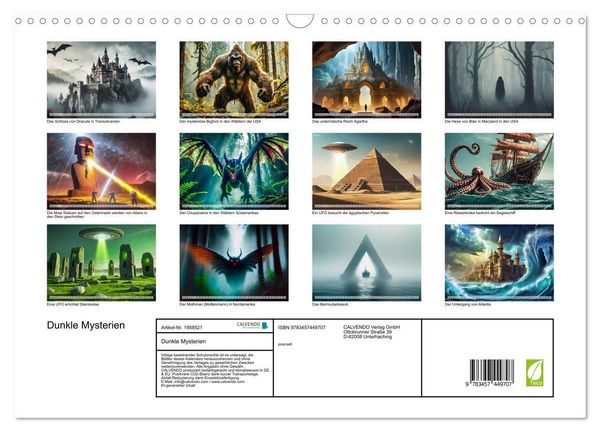 Produktbild: Dunkle Mysterien (Wandkalender 2026 DIN A3 quer), CALVENDO Monatskalender