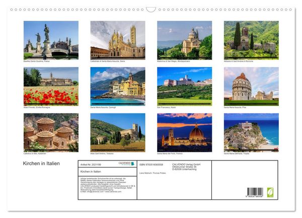 Produktbild: Kirchen in Italien (Wandkalender 2026 DIN A2 quer), CALVENDO Monatskalender