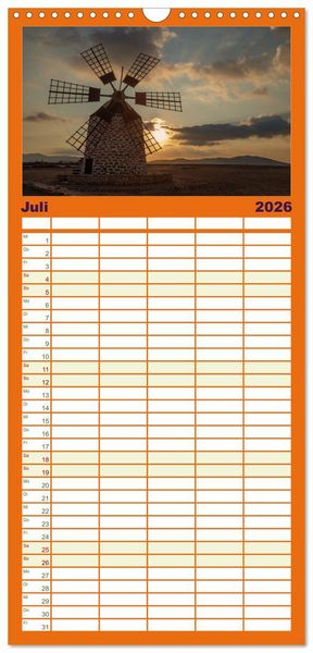 Produktbild: Familienplaner 2026 - Fuerteventura - Reise &uuml;ber die Vulkaninsel mit 5 Spalten (Wandkalender, 21 x 45 cm) CALVENDO