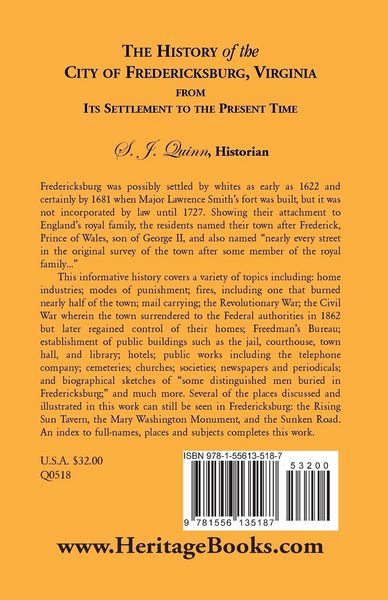 Produktbild: The History of the City of Fredericksburg, Virginia, from Its Settlement to the Present Time
