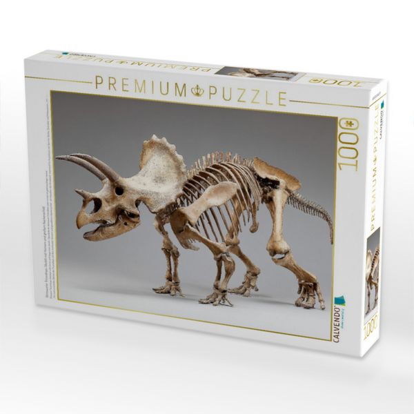 Produktbild: CALVENDO Puzzle Dinosaurier Triceratops-Skelett mit H&ouml;rnern und gro&szlig;em Nackenschild | 1000 Teile Lege-Gr&ouml;&szlig;e 64x48cm Foto-Puzzle f&uuml;r gl&uuml;ckliche Stunden