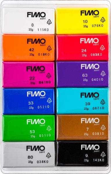 Produktbild: STAEDTLER FIMO ofenh&auml;rtende Modelliermasse FIMO soft 8023 Basic Colours, 12 x 25g Halbbl&ouml;cken