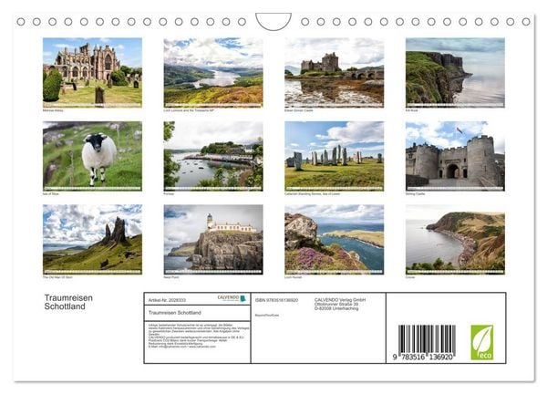 Produktbild: Traumreisen Schottland (Wandkalender 2026 DIN A4 quer), CALVENDO Monatskalender